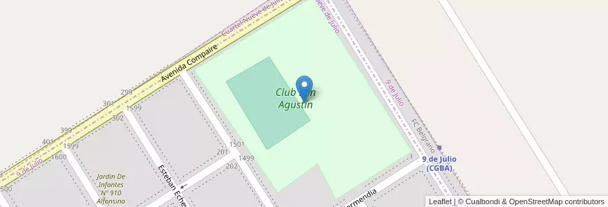 Mapa de ubicacion de Club San Agustín en الأرجنتين, بوينس آيرس, Partido De Nueve De Julio, Cuartel Nueve De Julio Rural, 9 De Julio, Nueve De Julio.