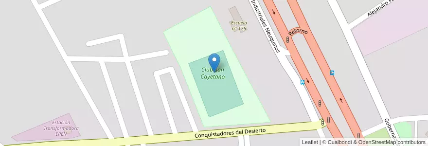 Mapa de ubicacion de Club San Cayetano en الأرجنتين, تشيلي, نيوكوين, Departamento Confluencia, Municipio De Neuquén, Neuquén.