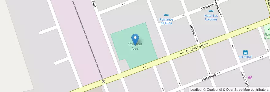 Mapa de ubicacion de Club San Jose en アルゼンチン, エントレ・リオス州, Departamento Colón, Distrito Primero, San José.