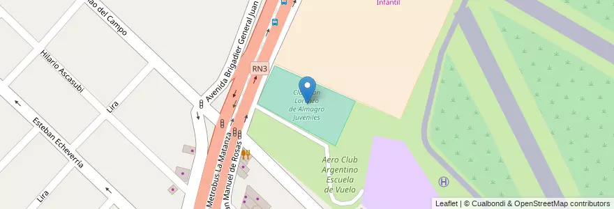 Mapa de ubicacion de Club San Lorenzo de Almagro Juveniles en アルゼンチン, ブエノスアイレス州, Partido De La Matanza, Gregorio De Laferrere.
