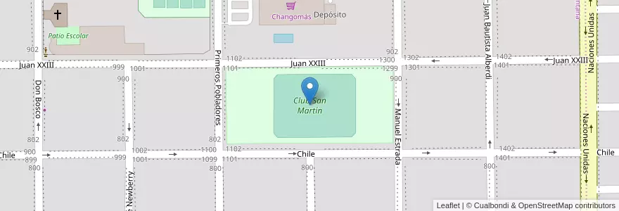 Mapa de ubicacion de Club San Martín en Argentine, Chili, Province De Río Negro, Cipolletti, Departamento General Roca.