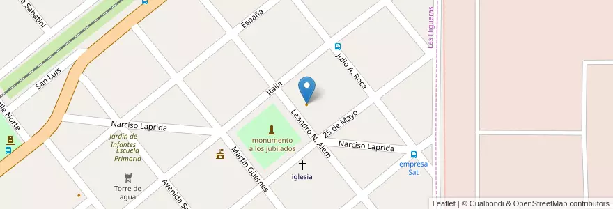 Mapa de ubicacion de club San Martin en Argentina, Córdoba, Departamento Río Cuarto, Pedanía Río Cuarto, Municipio De Las Higueras, Las Higueras.