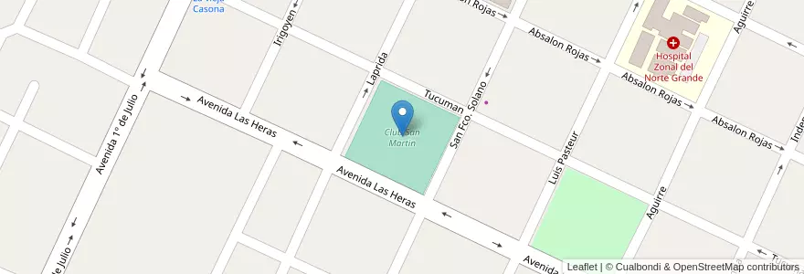 Mapa de ubicacion de Club San Martin en アルゼンチン, サンティアゴ・デル・エステロ州, Departamento Copo.