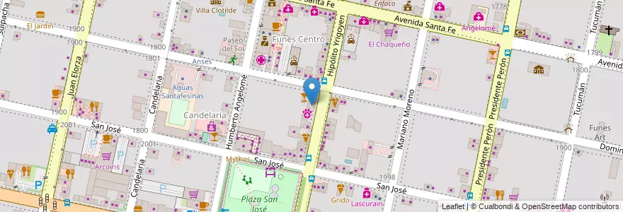 Mapa de ubicacion de Club Sandwich en 阿根廷, Santa Fe, Departamento Rosario, Municipio De Funes, Funes.
