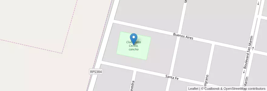 Mapa de ubicacion de Club Santa Cecilia, cancha en アルゼンチン, コルドバ州, Departamento Unión, Pedanía Litín, Municipio De Chilibroste, Chilibroste.
