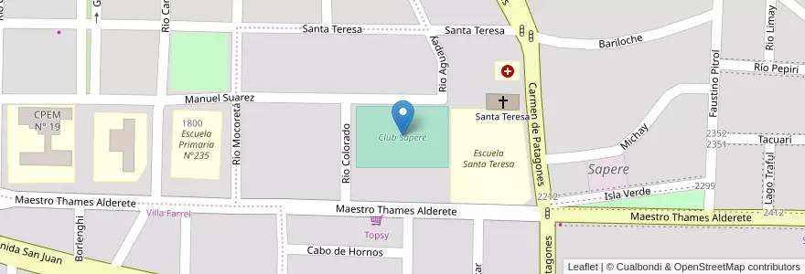 Mapa de ubicacion de Club Sapere en الأرجنتين, تشيلي, نيوكوين, Departamento Confluencia, Municipio De Neuquén, Neuquén.