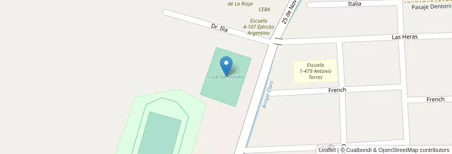 Mapa de ubicacion de Club Sarmiento en 阿根廷, 智利, Mendoza, Departamento Tunuyán, Distrito Ciudad De Tunuyán.