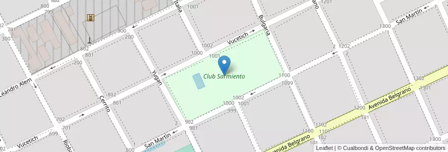 Mapa de ubicacion de Club Sarmiento en 阿根廷, 布宜诺斯艾利斯省, Partido De Dolores, Dolores.