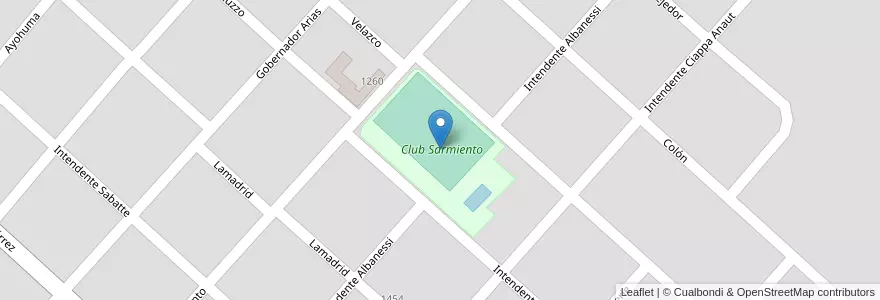Mapa de ubicacion de Club Sarmiento en Argentinien, Provinz Buenos Aires, Partido De Roque Pérez, Roque Pérez.