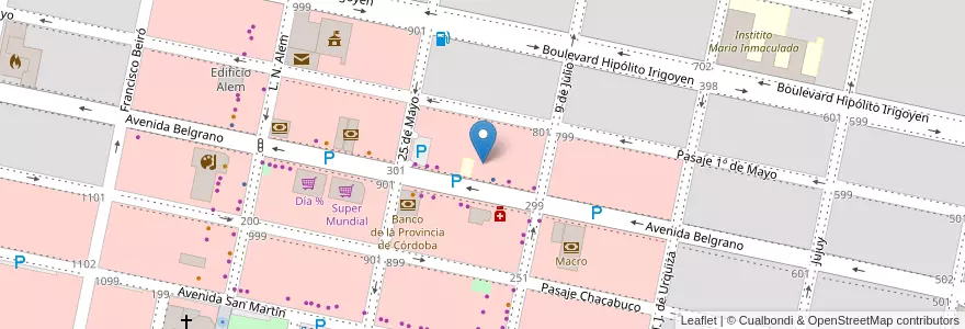 Mapa de ubicacion de Club Social en 阿根廷, Córdoba, Departamento Marcos Juárez, Pedanía Espinillos, Municipio De Marcos Juárez.
