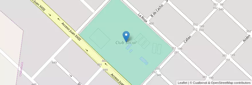 Mapa de ubicacion de Club Social en アルゼンチン, ブエノスアイレス州, Partido De Chacabuco, Chacabuco.