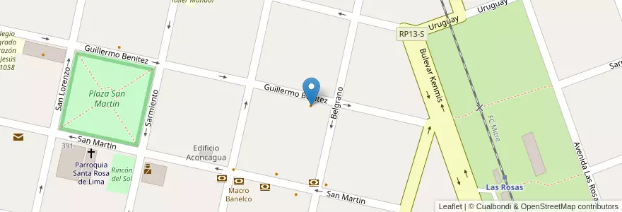 Mapa de ubicacion de Club Social en 阿根廷, Santa Fe, Departamento Belgrano, Municipio De Las Rosas.