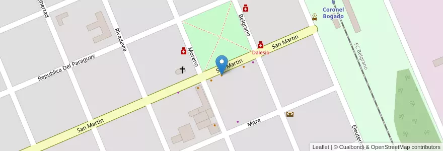 Mapa de ubicacion de Club Social en Argentina, Santa Fe, Departamento Rosario, Municipio De Coronel Bogado, Coronel Bogado.