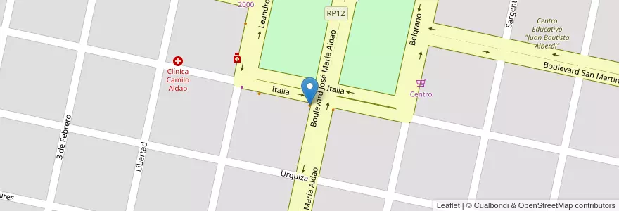 Mapa de ubicacion de Club Social en アルゼンチン, コルドバ州, Departamento Marcos Juárez, Pedanía Liniers, Municipio De Camilo Aldao, Camilo Aldao.