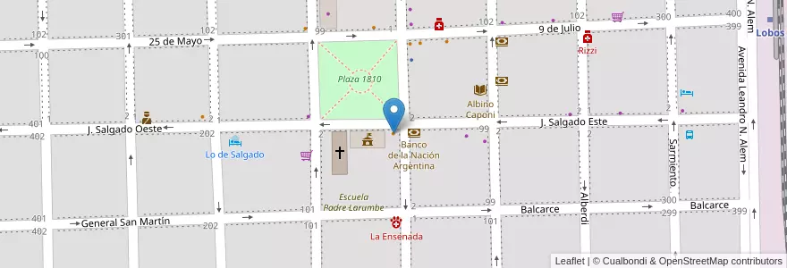 Mapa de ubicacion de Club Social en アルゼンチン, ブエノスアイレス州, Partido De Lobos, Lobos.