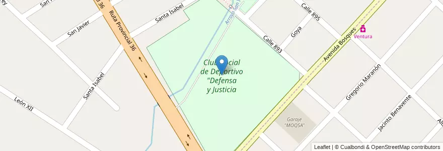 Mapa de ubicacion de Club Social de Deportivo "Defensa y Justicia en アルゼンチン, ブエノスアイレス州, Partido De Florencio Varela, Zeballos.