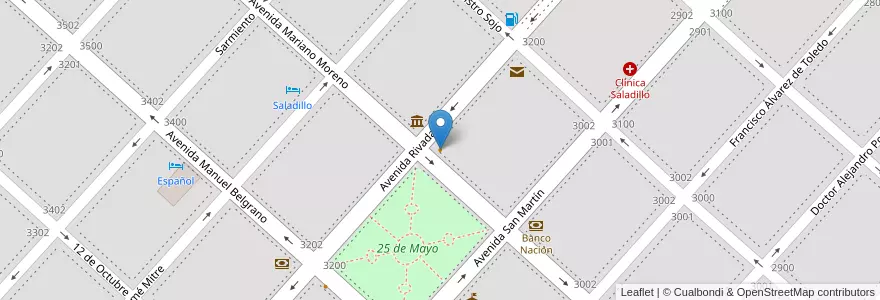Mapa de ubicacion de Club social de Saladillo en アルゼンチン, ブエノスアイレス州, Partido De Saladillo, Saladillo.