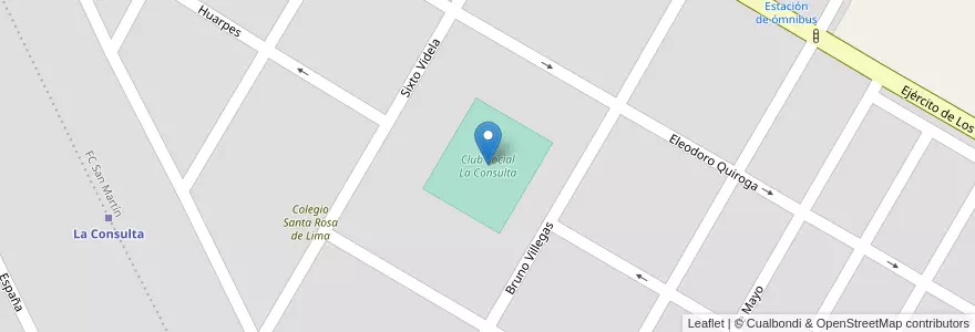 Mapa de ubicacion de Club Social La Consulta en Arjantin, Şili, Mendoza, Departamento San Carlos, Distrito La Consulta.