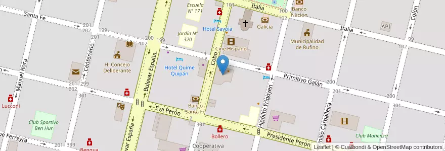 Mapa de ubicacion de Club Social Rufino en Arjantin, Santa Fe, Departamento General López, Municipio De Rufino.