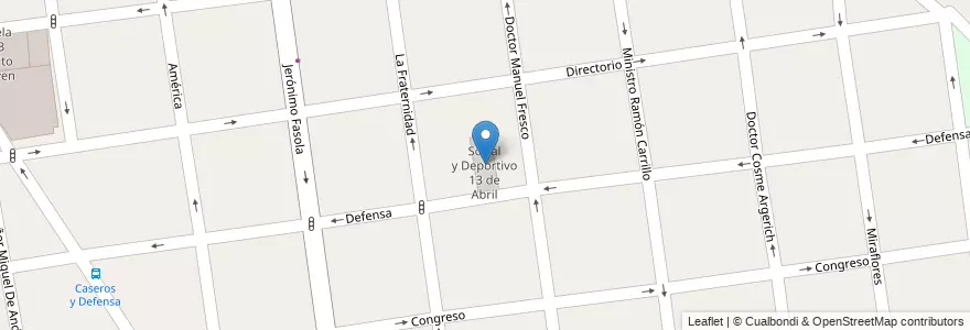 Mapa de ubicacion de Club Social y Deportivo 13 de Abril en Argentina, Buenos Aires, Partido De Morón, Haedo.