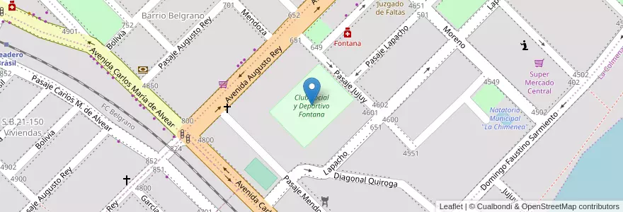 Mapa de ubicacion de Club Social y Deportivo Fontana en アルゼンチン, チャコ州, Departamento San Fernando, Municipio De Fontana, Fontana.
