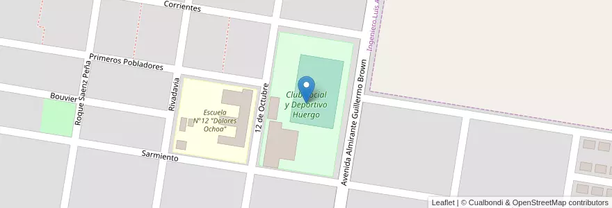 Mapa de ubicacion de Club Social y Deportivo Huergo en Аргентина, Рио-Негро, Departamento General Roca, Municipio De Ingeniero Huergo, Ingeniero Luis A. Huergo.