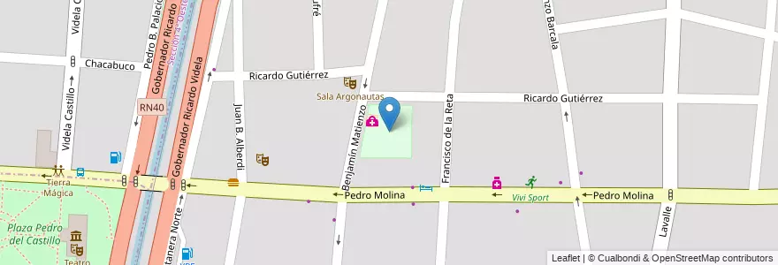 Mapa de ubicacion de Club Social y Deportivo Juventud Pedro Molina en Argentina, Mendoza, Chile, Departamento Guaymallén, Departamento Capital, Ciudad De Mendoza, Distrito Pedro Molina.
