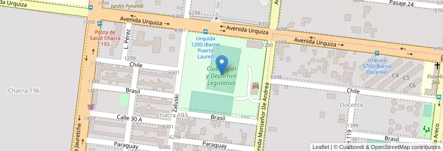 Mapa de ubicacion de Club Social y Deportivo Legislativo en アルゼンチン, ミシオネス州, Departamento Capital, Municipio De Posadas.