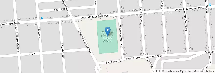 Mapa de ubicacion de Club Social y Deportivo Próspero Palazzo en 아르헨티나, Chubut, Departamento Escalante, Comodoro Rivadavia.