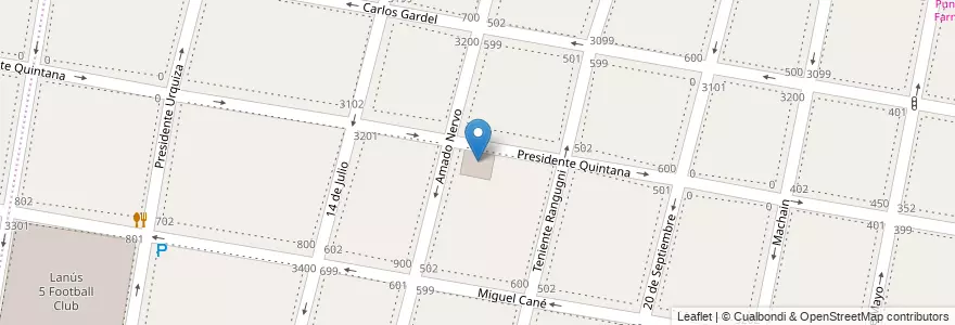Mapa de ubicacion de Club Social y Deportivo Prsidente Quintana en Arjantin, Buenos Aires, Partido De Lanús, Lanús Oeste.