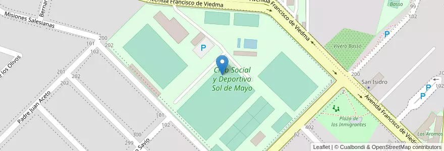 Mapa de ubicacion de Club Social y Deportivo Sol de Mayo en Argentinien, Provinz Río Negro, Departamento Adolfo Alsina, Viedma, Viedma.