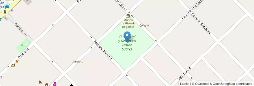 Mapa de ubicacion de Club Social y Deportivo Tristán Suárez en 아르헨티나, 부에노스아이레스주, Partido De Ezeiza, Tristán Suárez.
