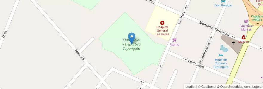 Mapa de ubicacion de Club Social y Deportivo Tupungato en 阿根廷, 智利, Mendoza, Departamento Tupungato, Distrito Ciudad De Tupungato.