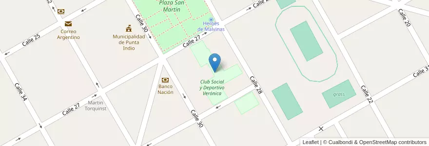 Mapa de ubicacion de Club Social y Deportivo Verónica en Argentinië, Buenos Aires, Partido De Punta Indio.