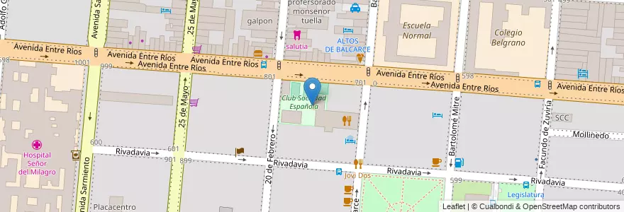 Mapa de ubicacion de Club Sociedad Española en 阿根廷, Salta, Capital, Municipio De Salta, Salta.