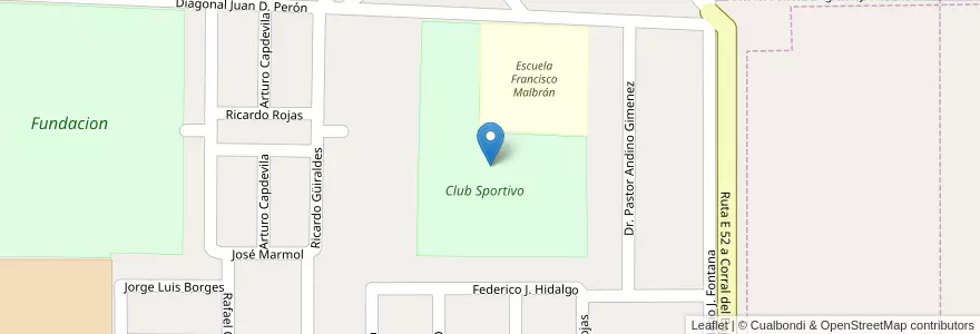 Mapa de ubicacion de Club Sportivo en Argentinië, Córdoba, Departamento Río Segundo, Pedanía Calchín, Municipio De Pozo Del Molle, Pozo Del Molle.