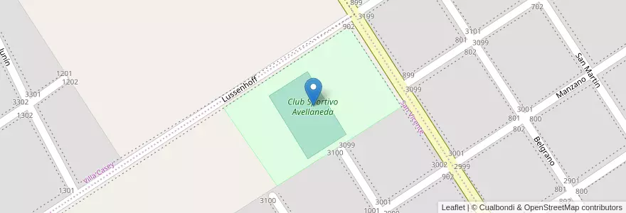 Mapa de ubicacion de Club Sportivo Avellaneda en Arjantin, Santa Fe, Departamento General López, Municipio De Venado Tuerto.