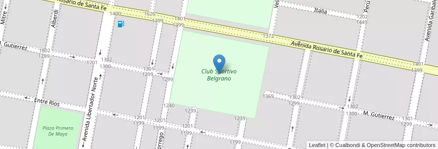 Mapa de ubicacion de Club Sportivo Belgrano en 아르헨티나, Córdoba, Departamento San Justo, Pedanía Juárez Celman, Municipio De San Francisco, San Francisco.