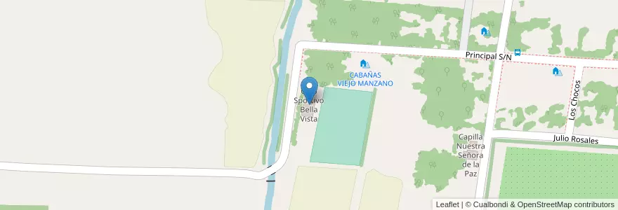 Mapa de ubicacion de Club Sportivo Bella Vista en Argentinien, San Juan, Chile, Iglesia.