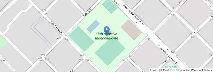 Mapa de ubicacion de Club Sportivo Independiente en الأرجنتين, La Pampa, Departamento Maracó, Municipio De General Pico.