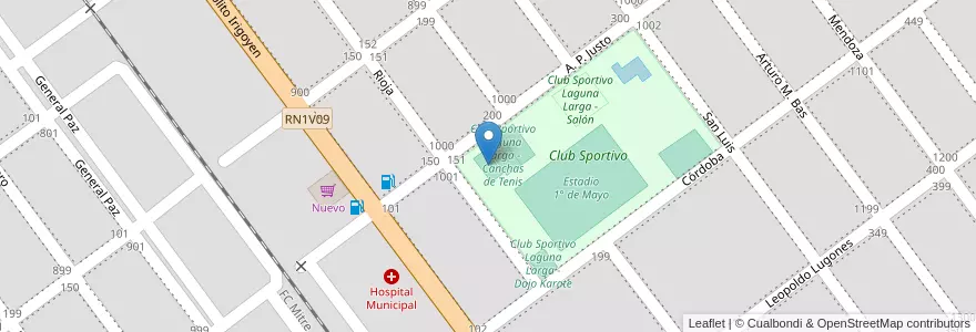 Mapa de ubicacion de Club Sportivo Laguna Larga - Bochas en آرژانتین, Córdoba, Departamento Río Segundo, Pedanía Pilar, Municipio De Laguna Larga.