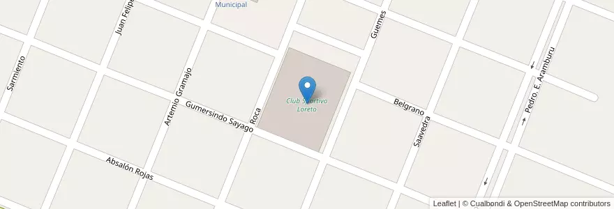 Mapa de ubicacion de Club Sportivo Loreto en Argentina, Santiago Del Estero, Departamento Loreto, Loreto.