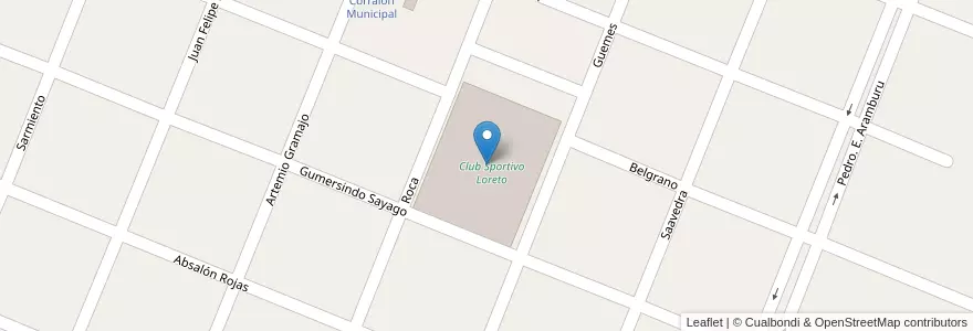 Mapa de ubicacion de Club Sportivo Loreto en Argentine, Santiago Del Estero, Departamento Loreto, Loreto.