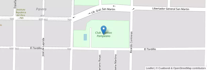Mapa de ubicacion de Club Sportivo Pampeano en 아르헨티나, La Pampa, Departamento Rancul, Municipio De Parera.