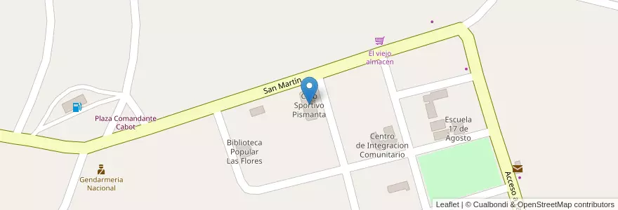 Mapa de ubicacion de Club Sportivo Pismanta en Argentina, San Juan, Chile, Iglesia.