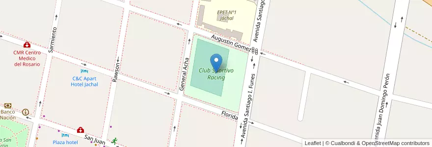 Mapa de ubicacion de Club Sportivo Racing en Argentina, Cile, San Juan, San José De Jáchal.