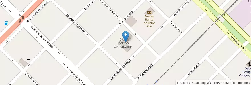 Mapa de ubicacion de Club Sportivo San Salvador en 아르헨티나, 엔트레리오스주, Departamento San Salvador, Distrito Arroyo Grande, San Salvador.