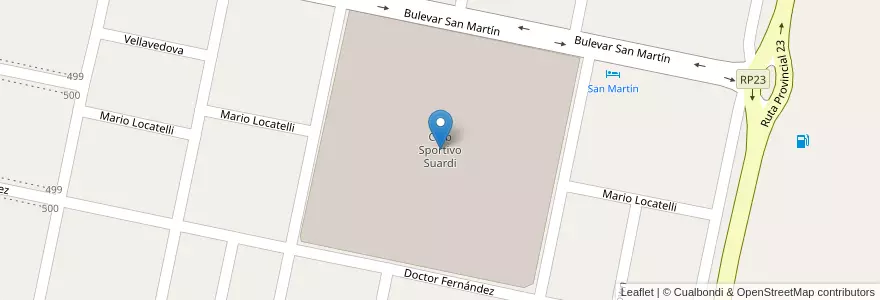 Mapa de ubicacion de Club Sportivo Suardi en Аргентина, Санта-Фе, Departamento San Cristóbal, Municipio De Suardi.