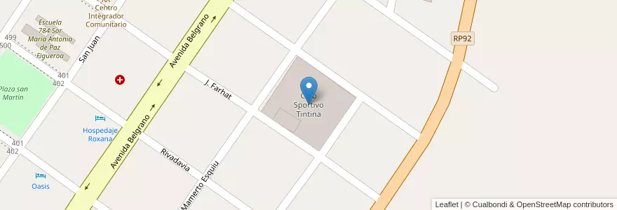 Mapa de ubicacion de Club Sportivo Tintina en Argentinië, Santiago Del Estero, Departamento Moreno.