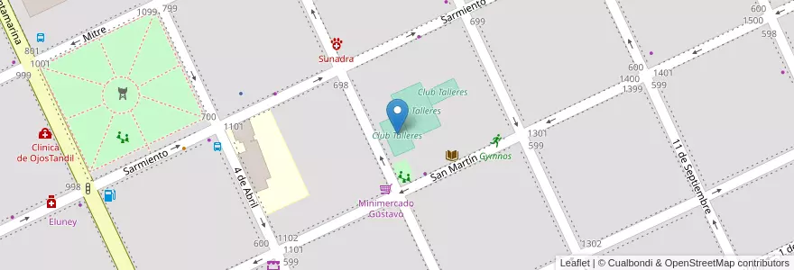Mapa de ubicacion de Club Talleres en Argentinië, Buenos Aires, Partido De Tandil, Tandil.